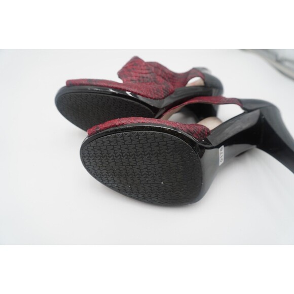 Michael Kors Berkley Red Snakeskin Crisscross Strap Open Toe Chic Heels Size 10 - Picture 5 of 7
